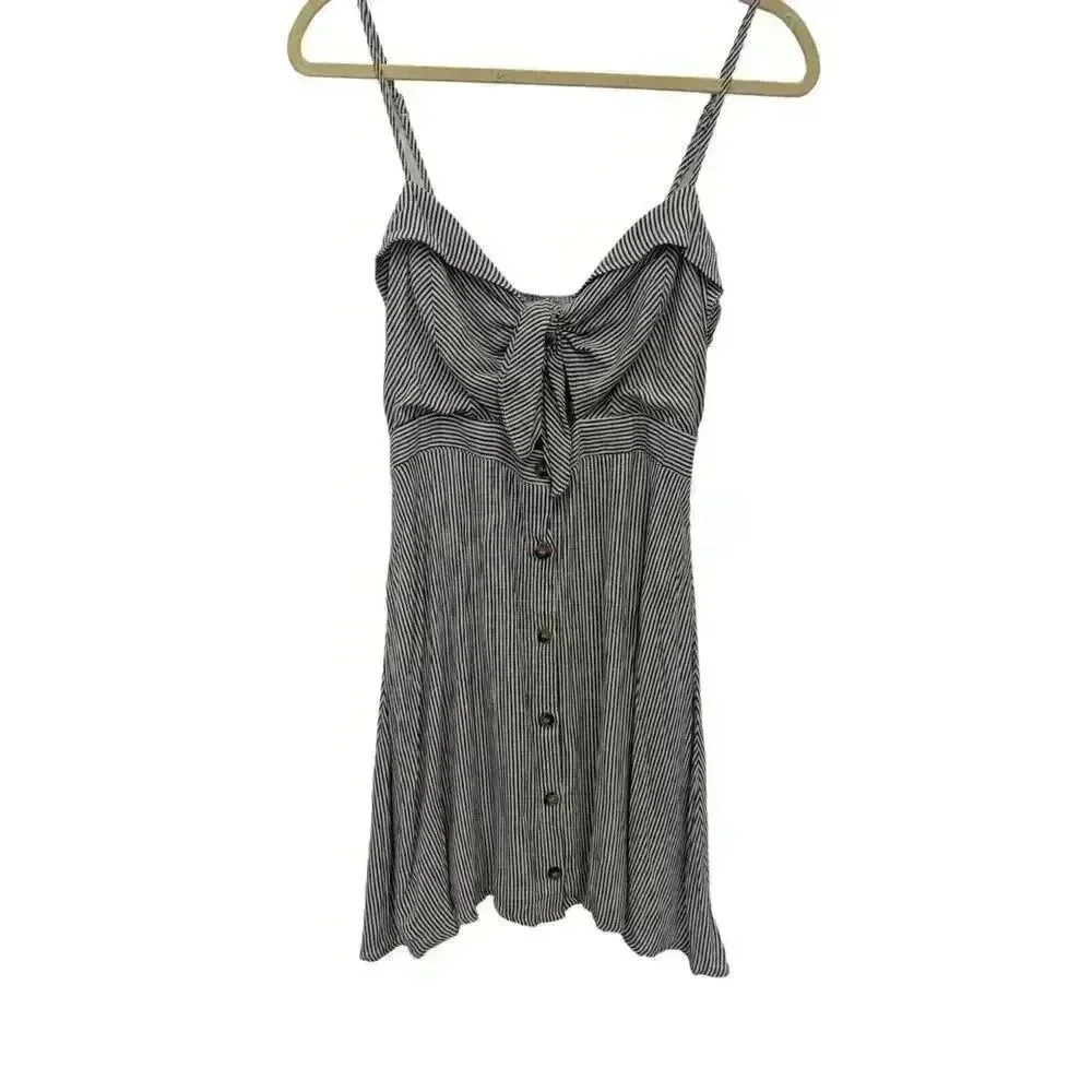 NWT Dress Forum Womens Mini Sleeveless Sweetheart Neck Stripe Rayon Dress Blue M